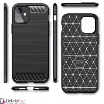 Carbon guminis dėklas - juodas (Apple Iphone 12 Mini) 